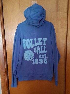 RAGWEAR Blue Volleyball Graphic Sweatshirt Hoodie Size L